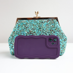Bolsa Festa Clutch Pouch Pedraria Turquesa