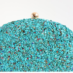 Bolsa Festa Clutch Pedraria Oval Azul Turquesa