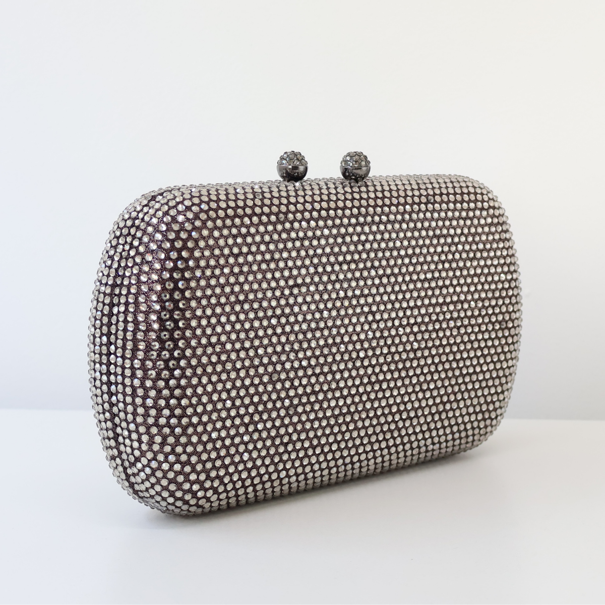 Bolsa Festa Clutch Pedraria Strass Oval Grafite