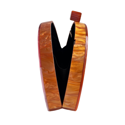Bolsa de Festa Clutch Meia Lua Acrílico Laranja
