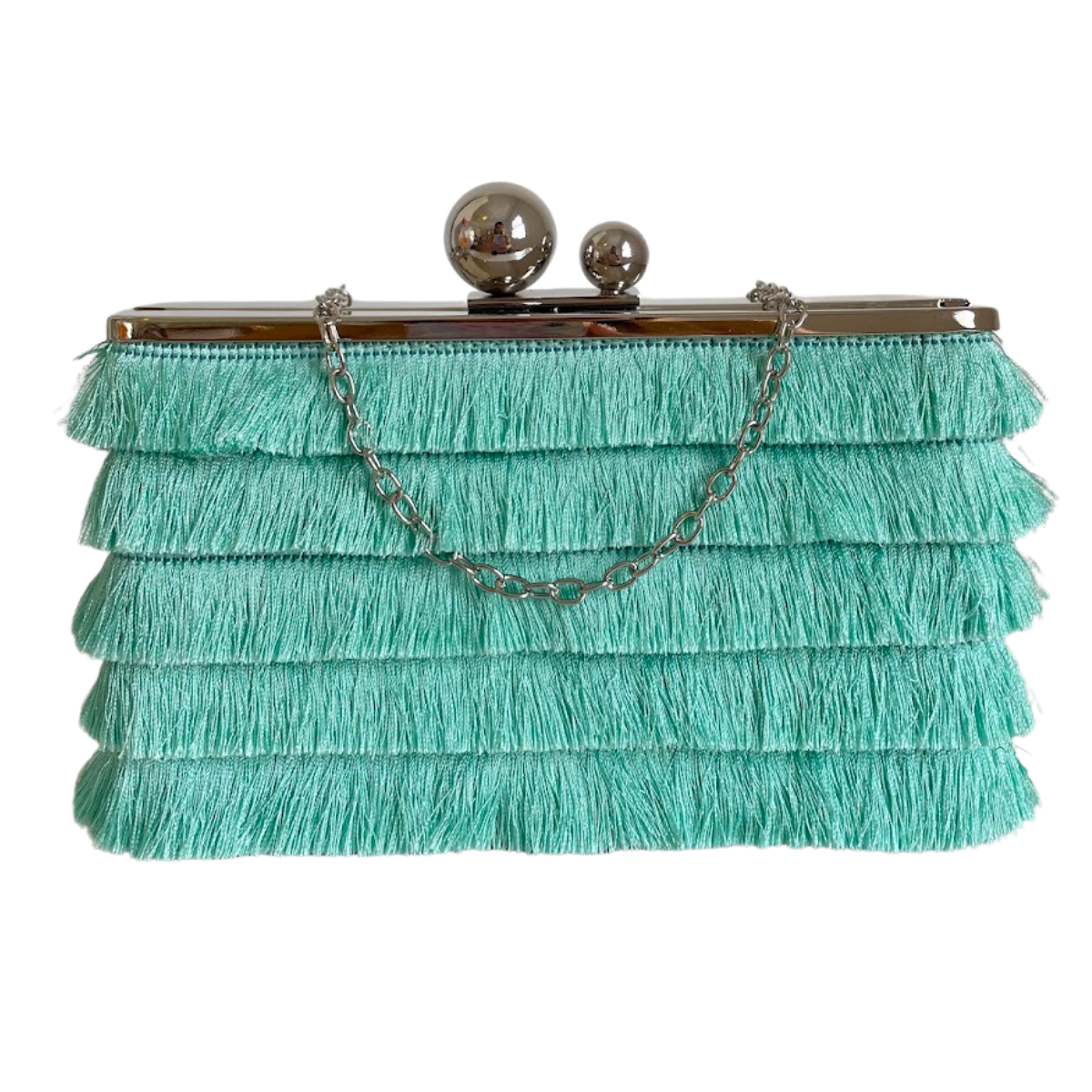 Bolsa Clutch Festa Tassel Franja Verde Tiffany