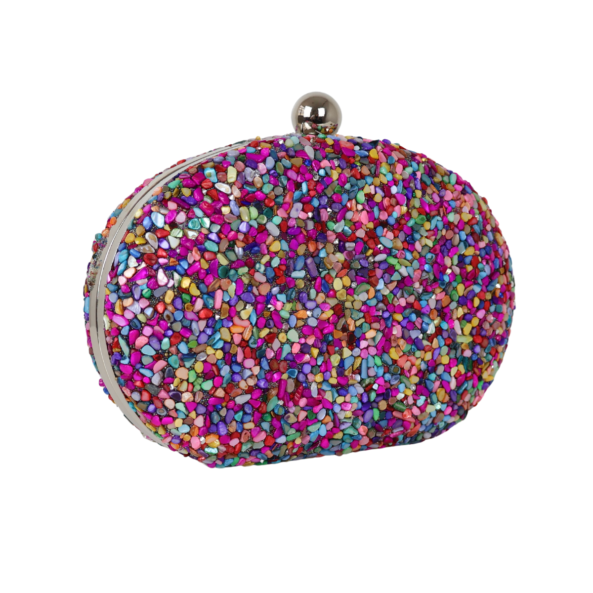 Bolsa Festa Clutch Pedraria Oval Colorida
