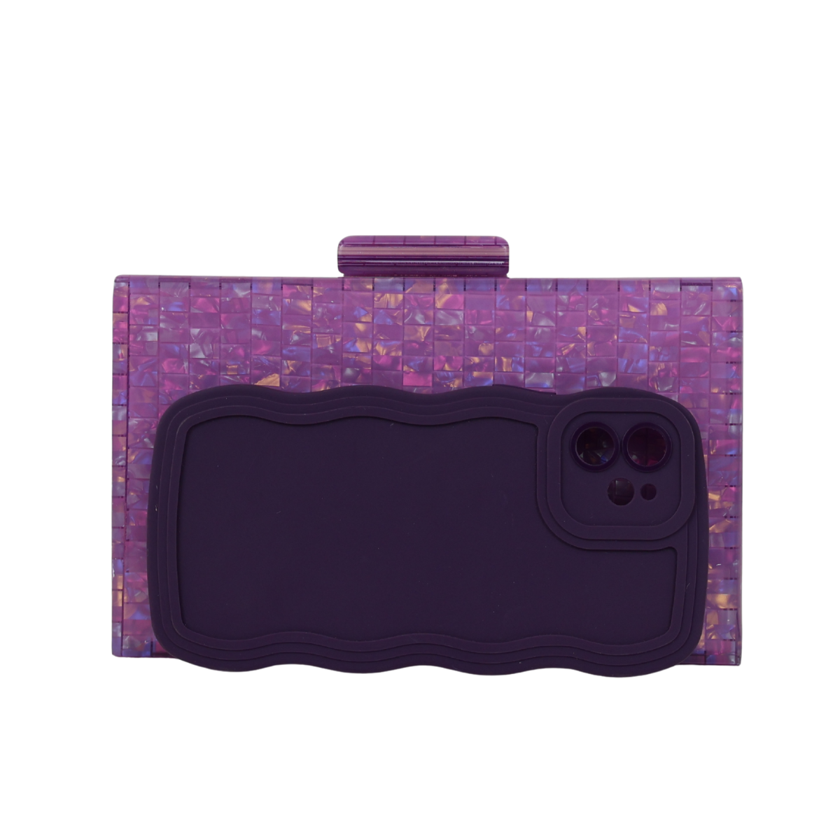 Bolsa de Festa Clutch Acrílico Perolada Roxa