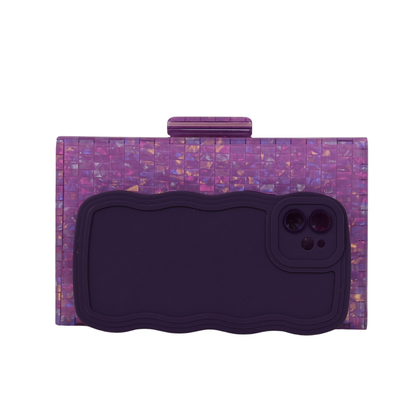 Bolsa de Festa Clutch Acrílico Perolada Roxa