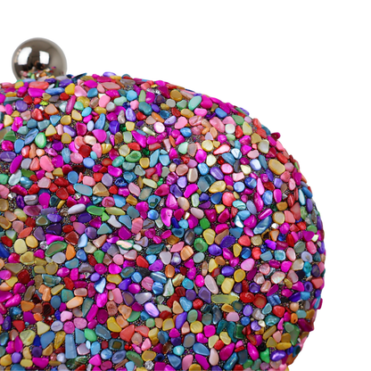 Bolsa Festa Clutch Pedraria Oval Colorida
