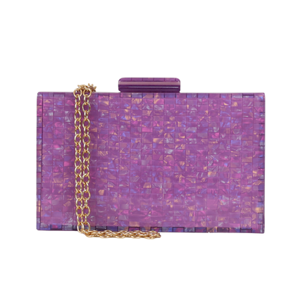 Bolsa de Festa Clutch Acrílico Perolada Roxa