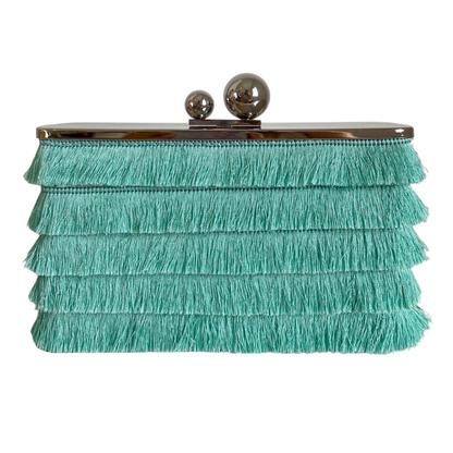 Bolsa Clutch Festa Tassel Franja Verde Tiffany