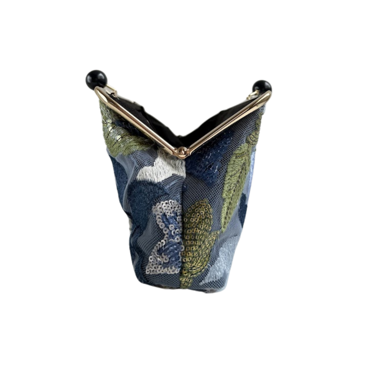 Bolsa Pouch Festa Clutch Flores Bordadas Azul