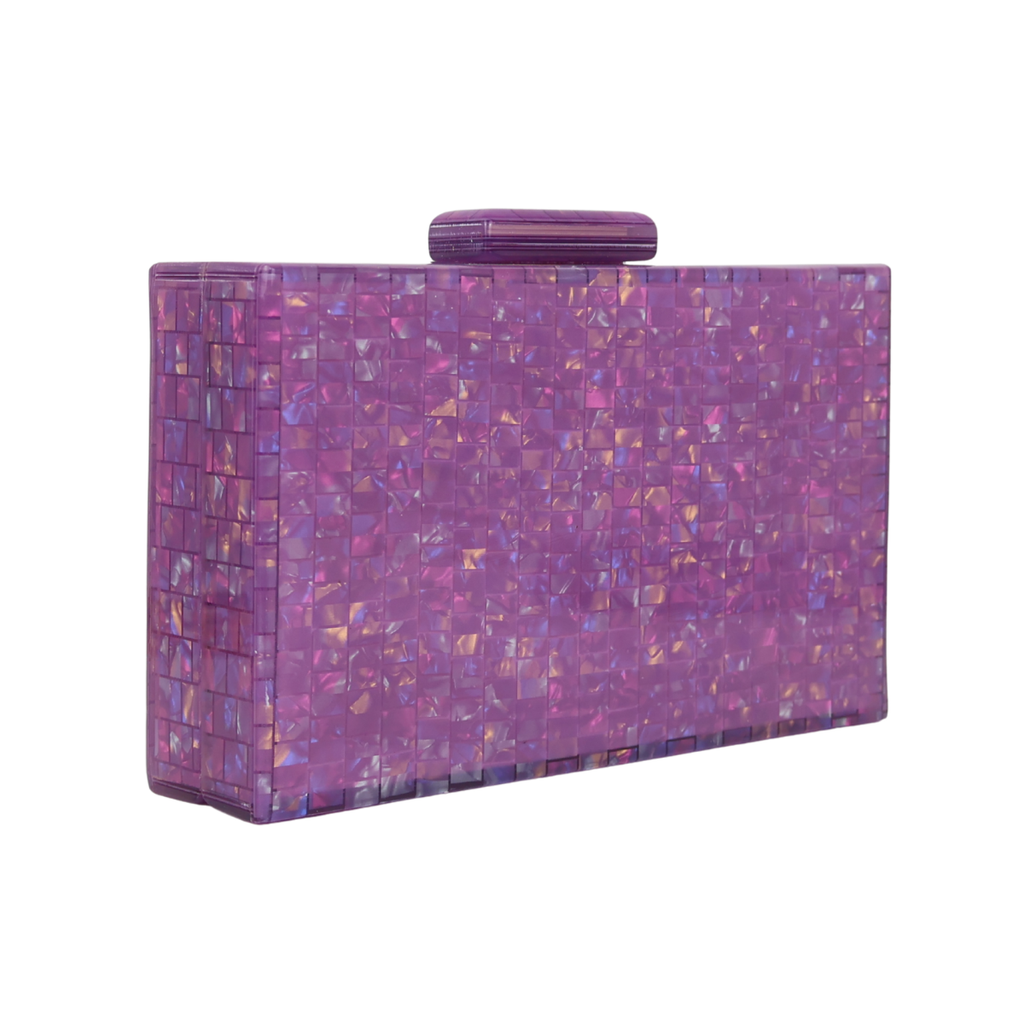 Bolsa de Festa Clutch Acrílico Perolada Roxa