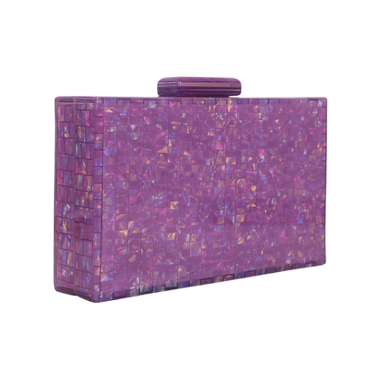 Bolsa de Festa Clutch Acrílico Perolada Roxa