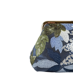 Bolsa Pouch Festa Clutch Flores Bordadas Azul