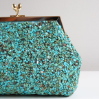 Bolsa Festa Clutch Pouch Pedraria Turquesa