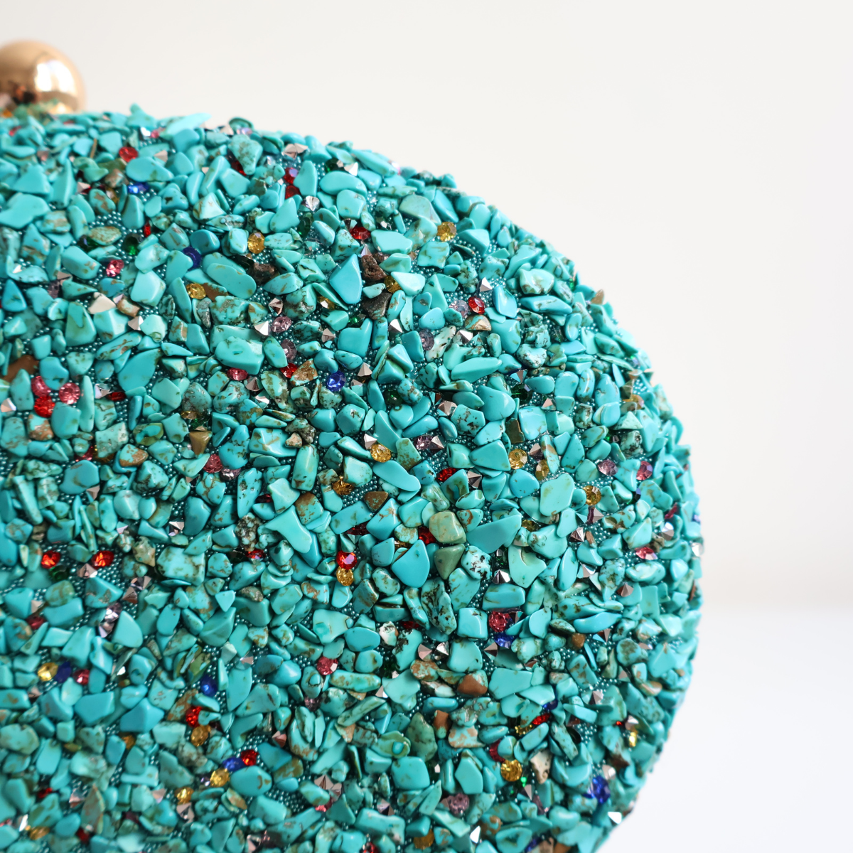 Bolsa Festa Clutch Pedraria Oval Azul Turquesa