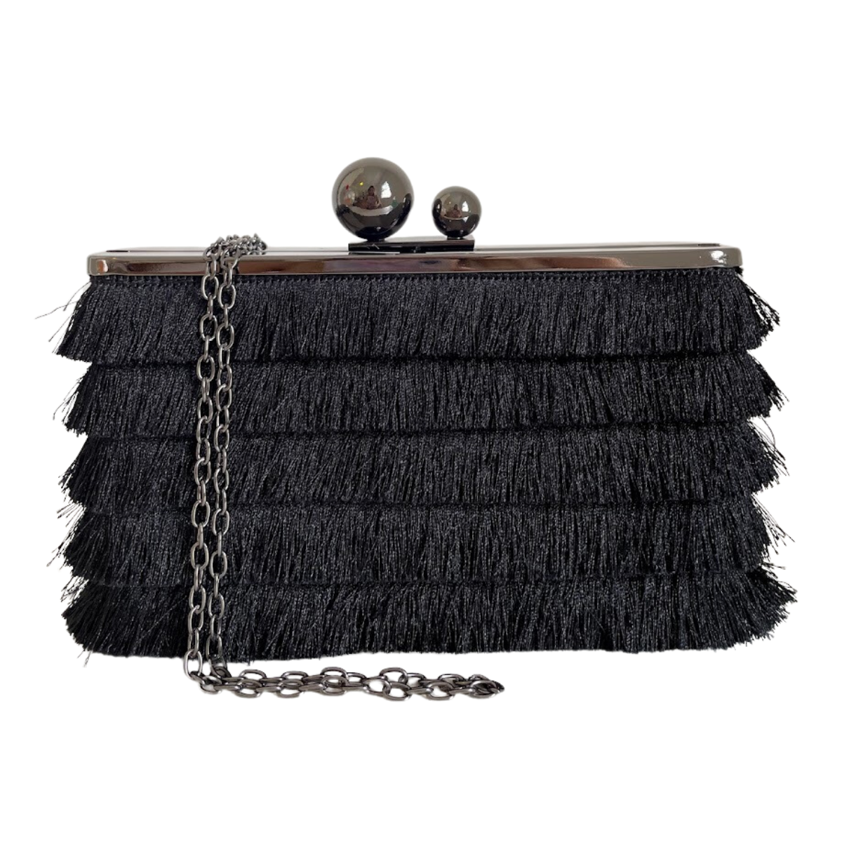 Bolsa Clutch Festa Tassel Franja Preta - ReUse