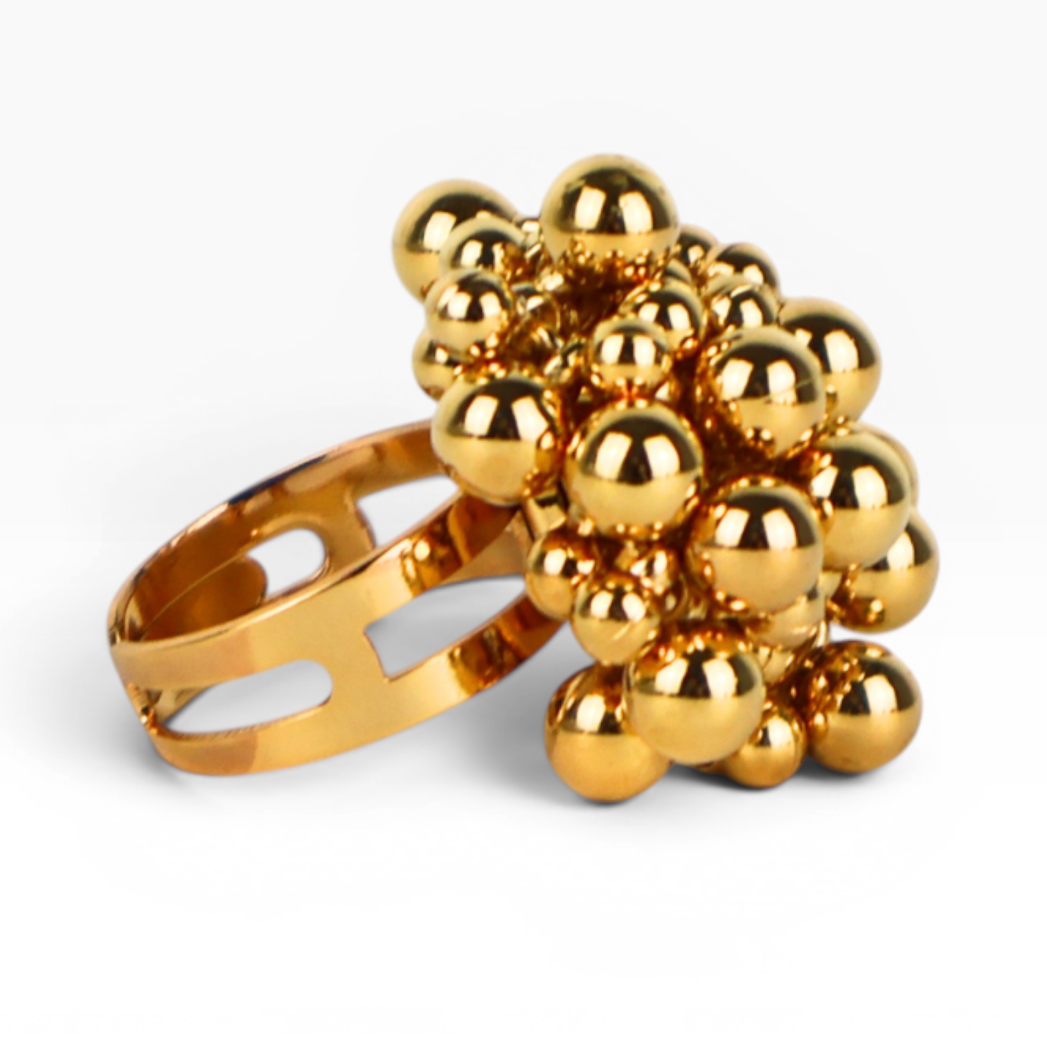 Kit Anel Regulável, Brinco e Bracelete - Dourado - Semijoia