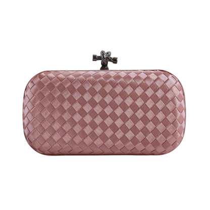 Clutch Tressê Cetim Inspired Pequena Bege Bronze