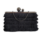 Bolsa Clutch Festa Tassel Franja Preta - ReUse