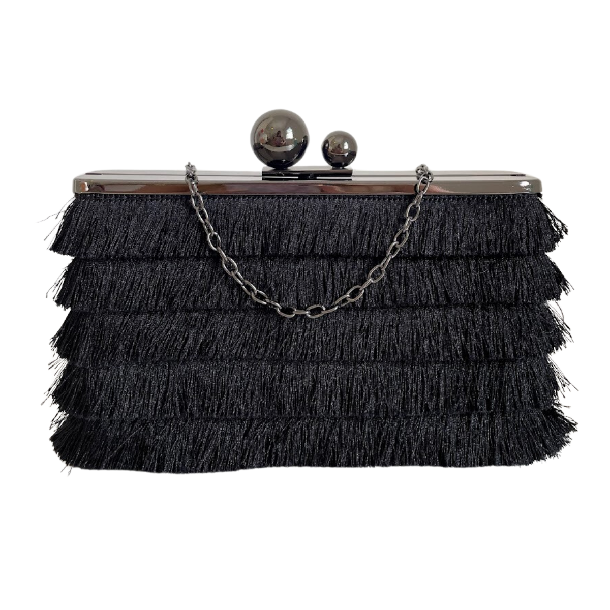Bolsa Clutch Festa Tassel Franja Preta - ReUse