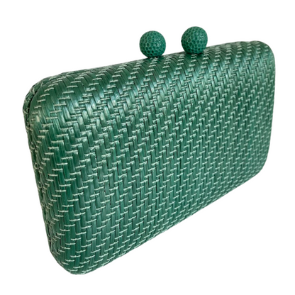 Bolsa de Festa Clutch Palha Verde Petróleo