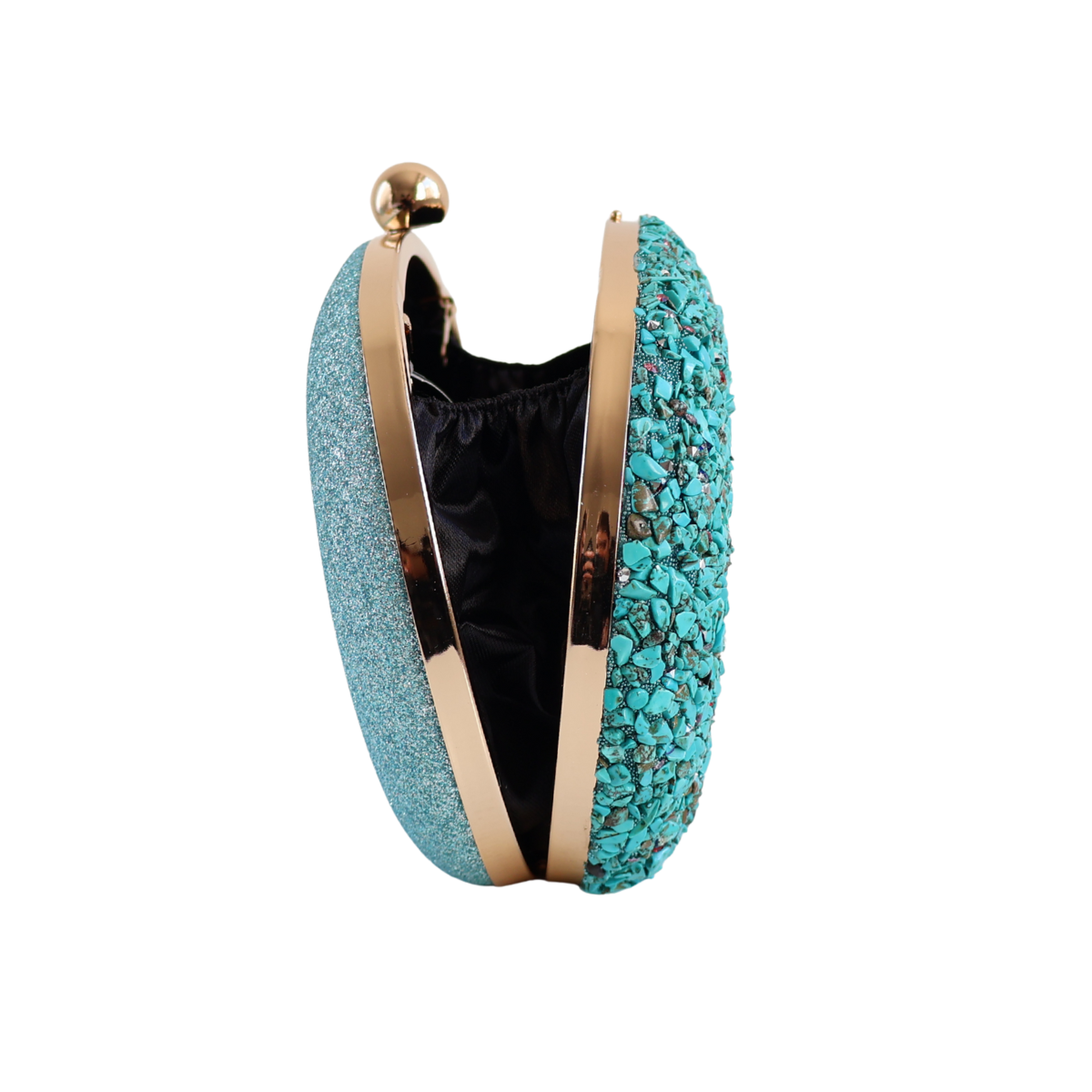Bolsa Festa Clutch Pedraria Oval Azul Turquesa