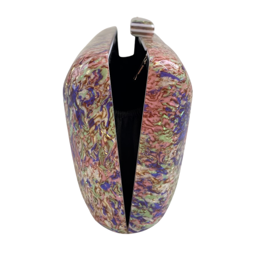 Bolsa Clutch Festa Acrílico Roxo e Rosa - ReUse