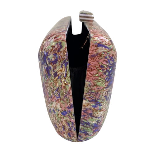 Bolsa Clutch Festa Acrílico Roxo e Rosa - ReUse