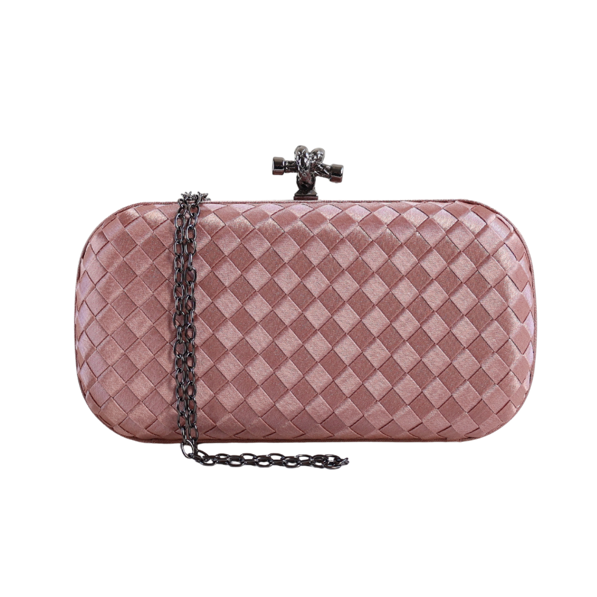 Clutch Tressê Cetim Inspired Pequena Bege Bronze