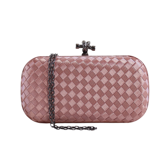 Clutch Tressê Cetim Inspired Pequena Bege Bronze