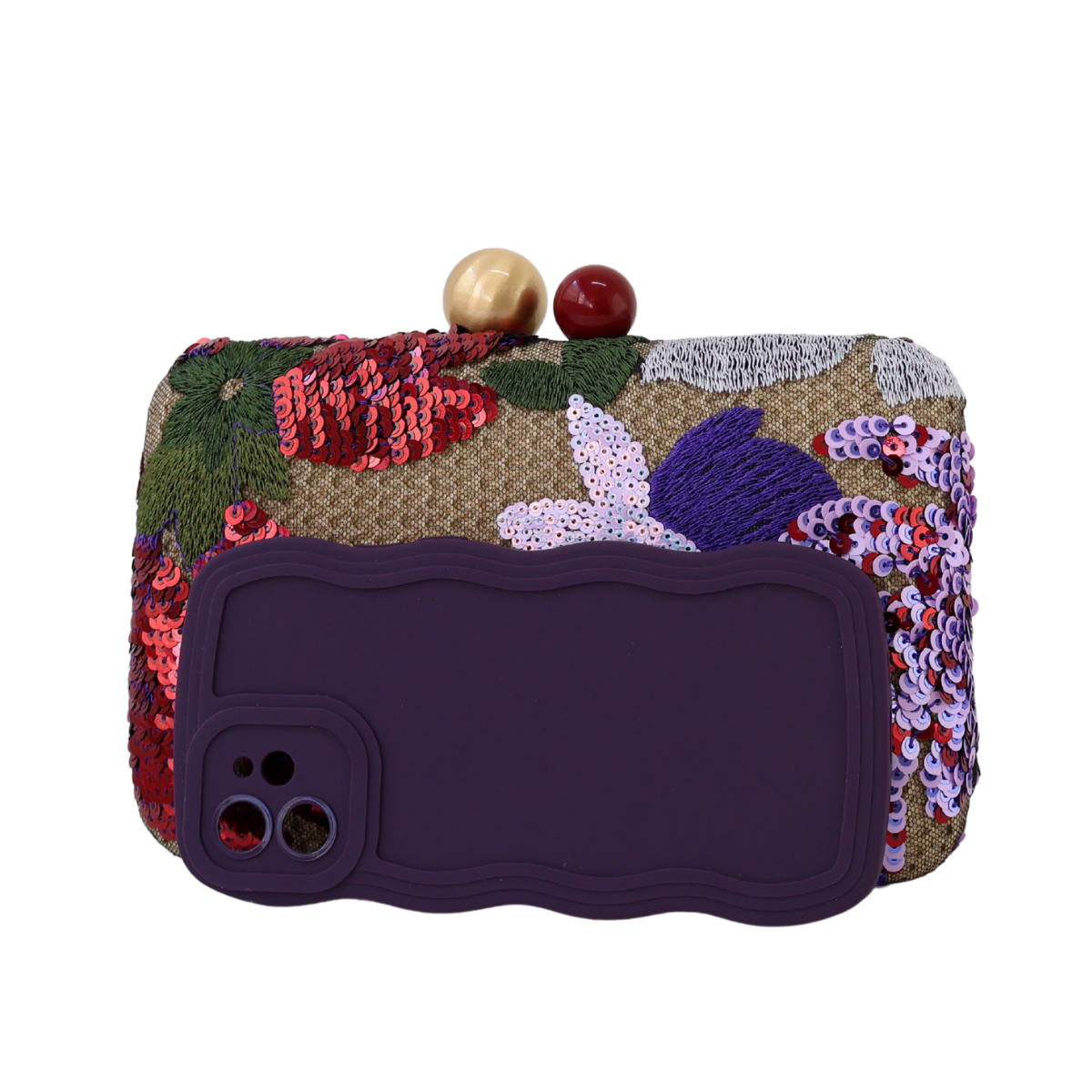 Bolsa Clutch Festa Bordada Flores Vermelha