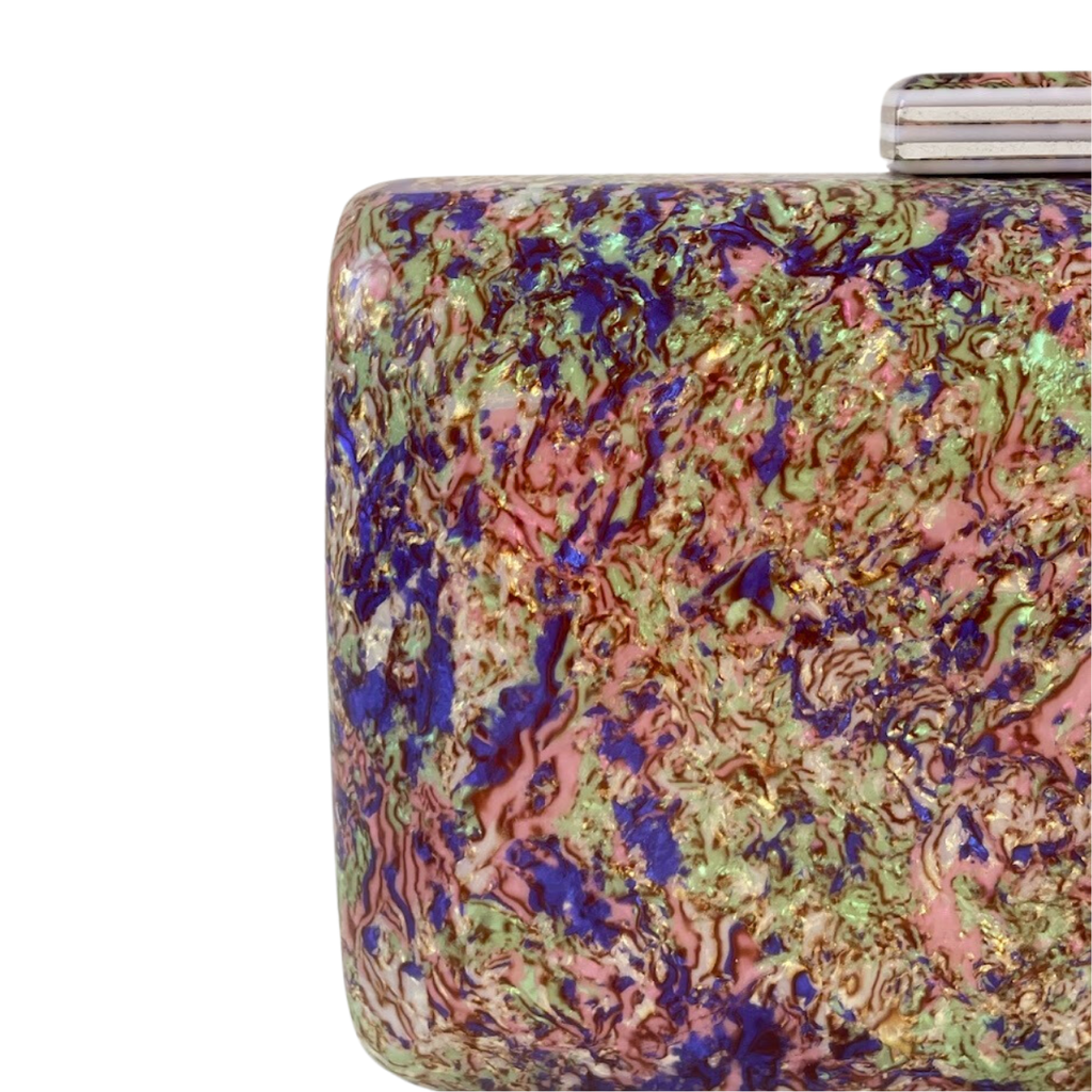 Bolsa Clutch Festa Acrílico Roxo e Rosa - ReUse