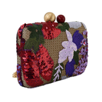 Bolsa Clutch Festa Bordada Flores Vermelha