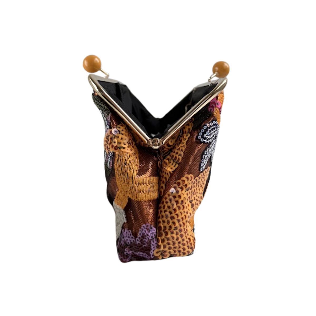 Bolsa Pouch Festa Clutch Flores Bordadas Laranja