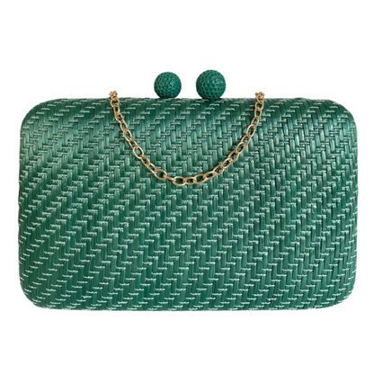 Bolsa de Festa Clutch Palha Verde Petróleo