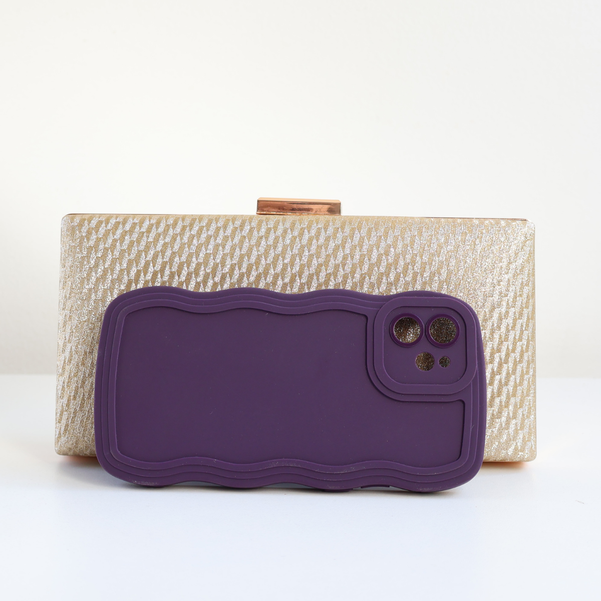 Bolsa Festa Clutch Retangular Dourada