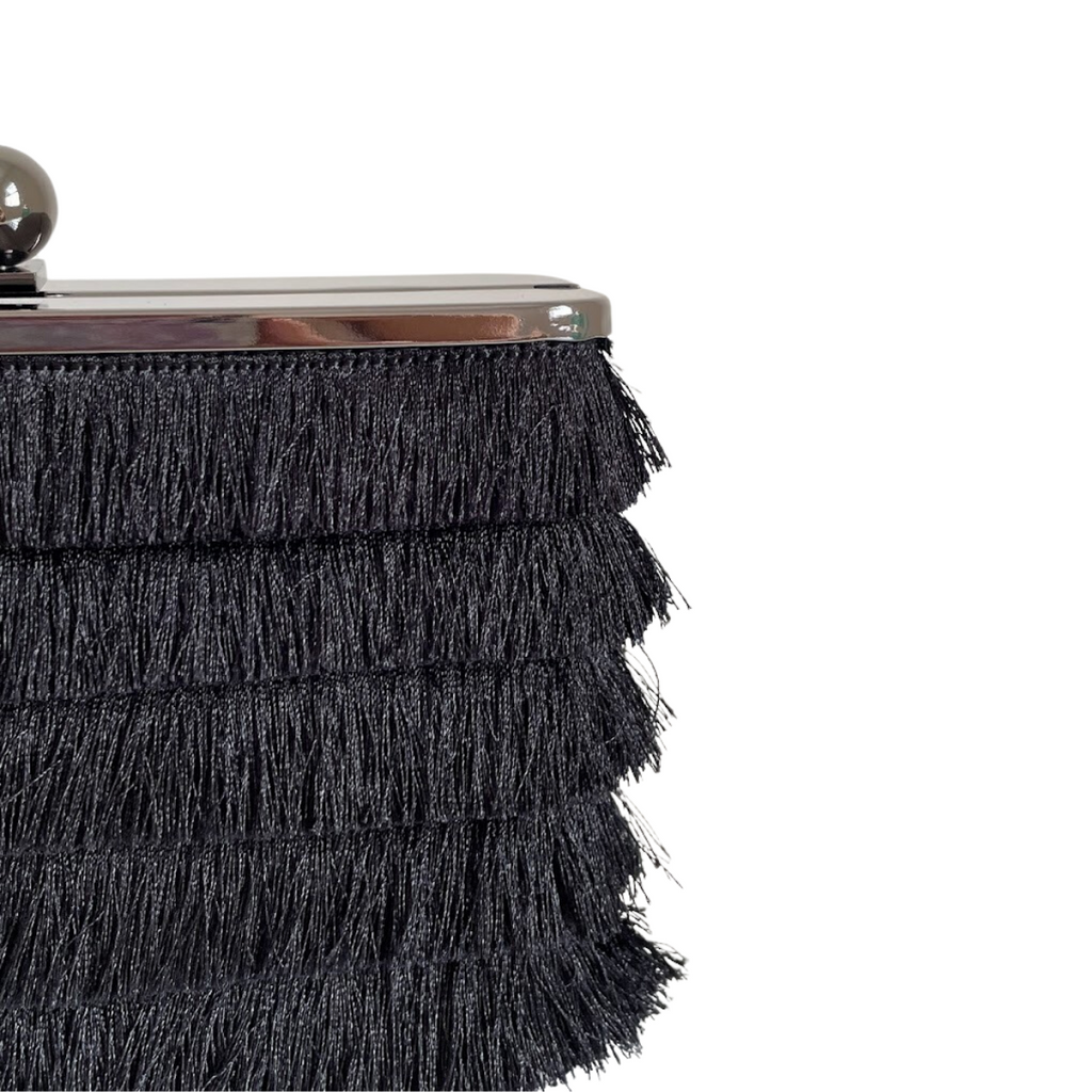 Bolsa Clutch Festa Tassel Franja Preta - ReUse
