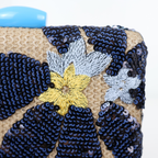 Bolsa Clutch Festa Bordada Flores Azul