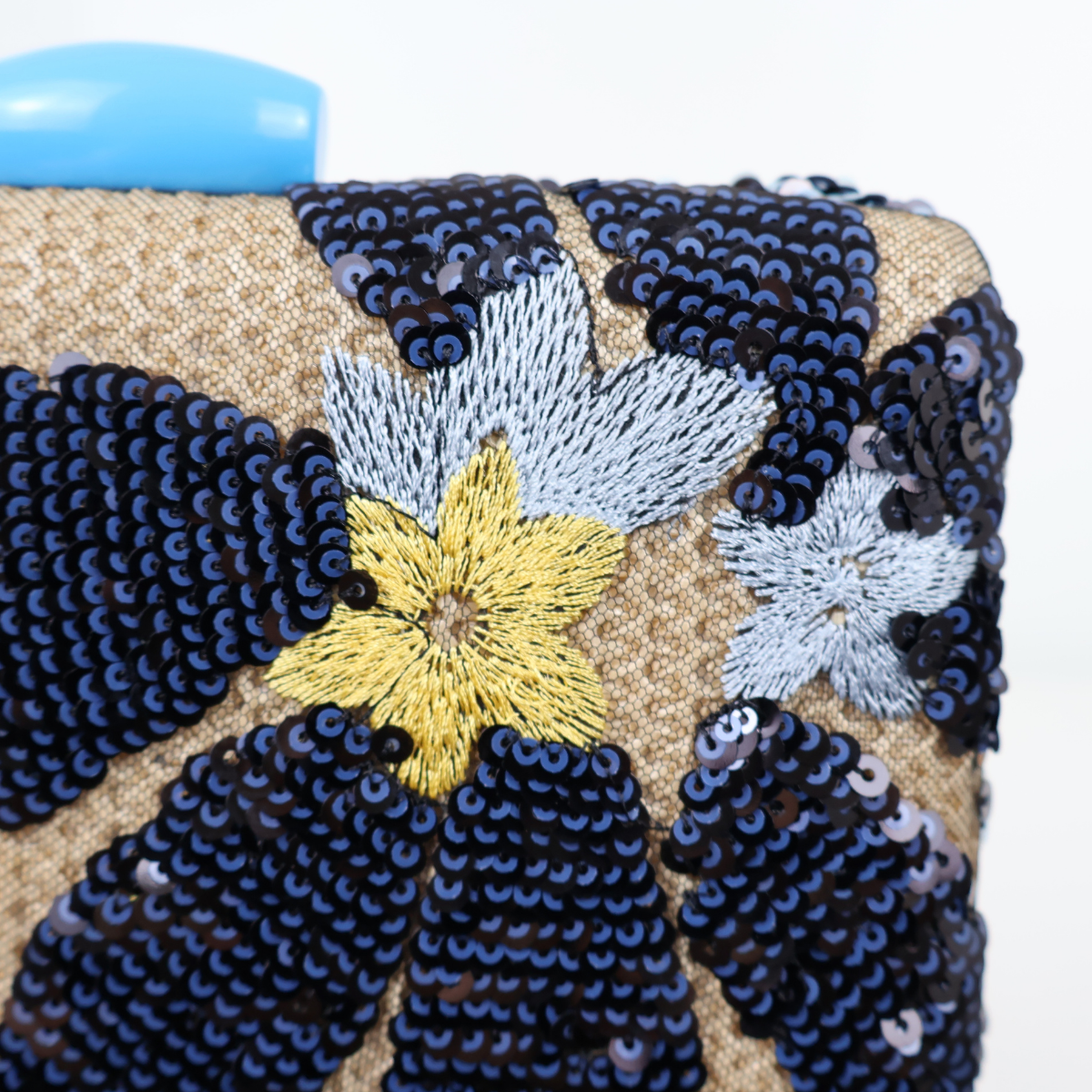 Bolsa Clutch Festa Bordada Flores Azul