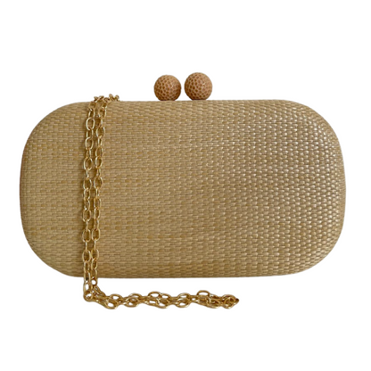 Bolsa de Festa Clutch Oval Palha Bege