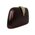 Bolsa Clutch Festa Fecho de Folha Marrom Bronze - ReUse