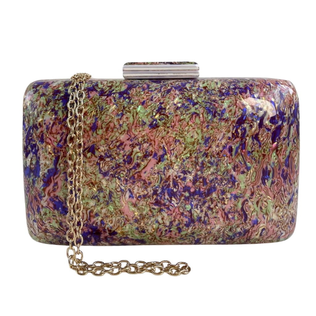 Bolsa Clutch Festa Acrílico Roxo e Rosa - ReUse