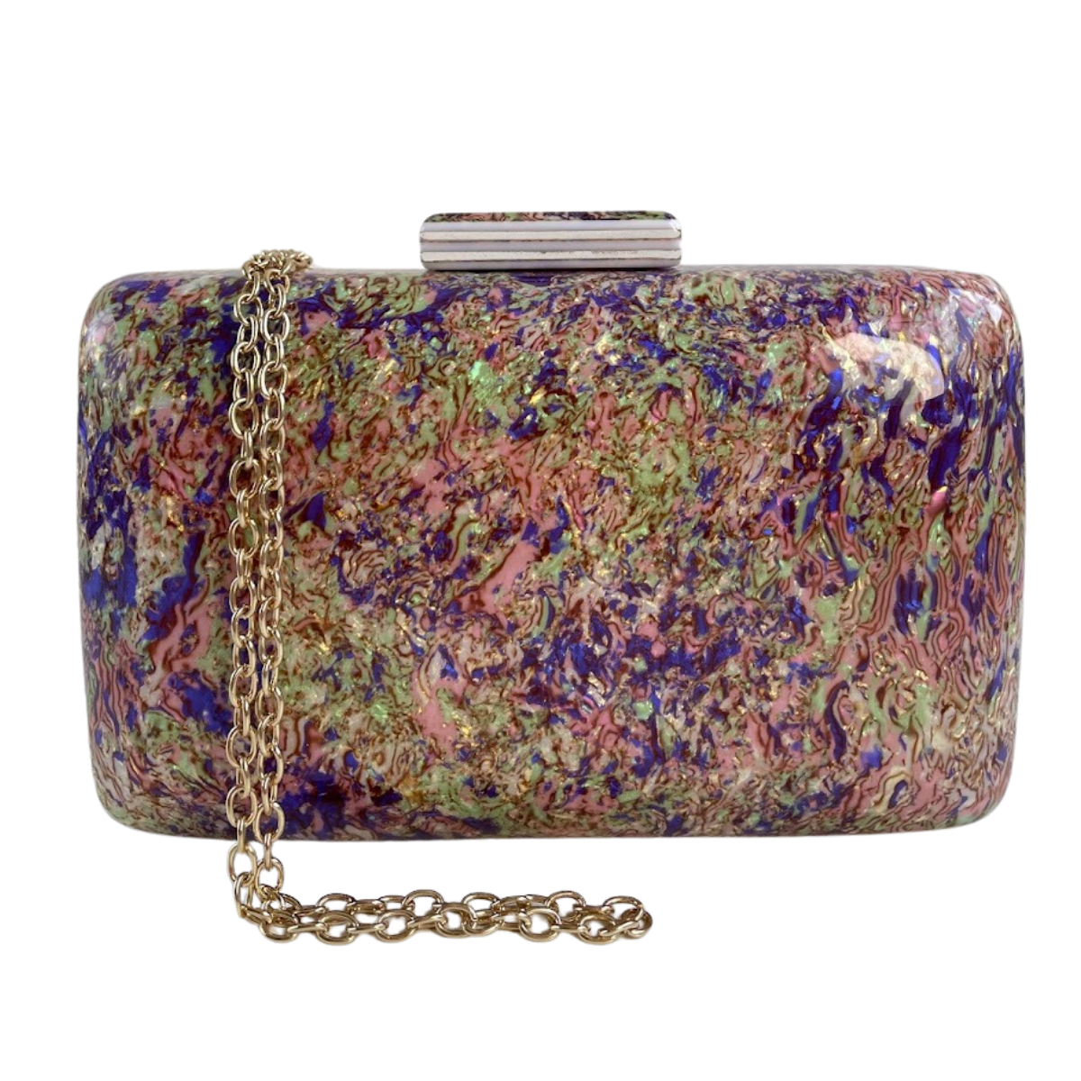 Bolsa Clutch Festa Acrílico Roxo e Rosa - ReUse