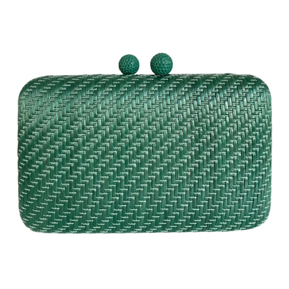 Bolsa de Festa Clutch Palha Verde Petróleo