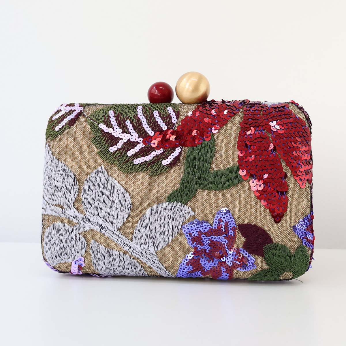 Bolsa Clutch Festa Bordada Flores Vermelha