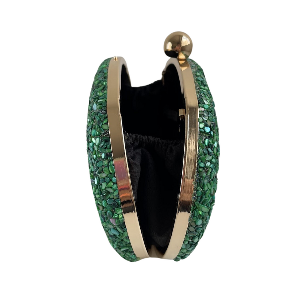 Bolsa Festa Clutch Pedraria Verde Oval