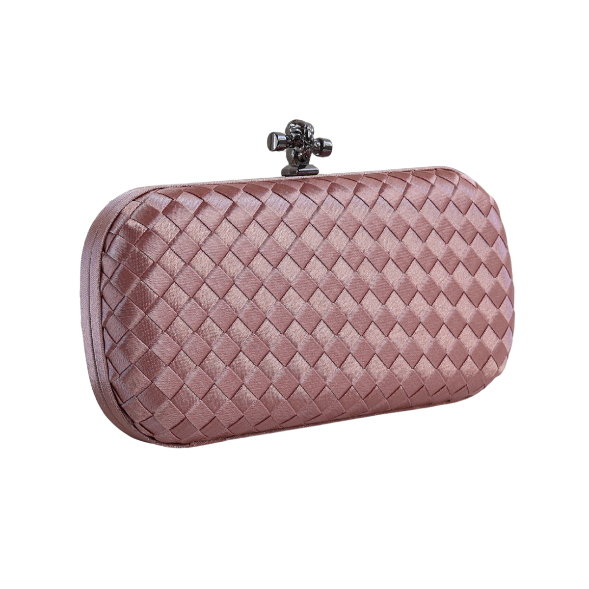 Clutch Tressê Cetim Inspired Pequena Bege Bronze