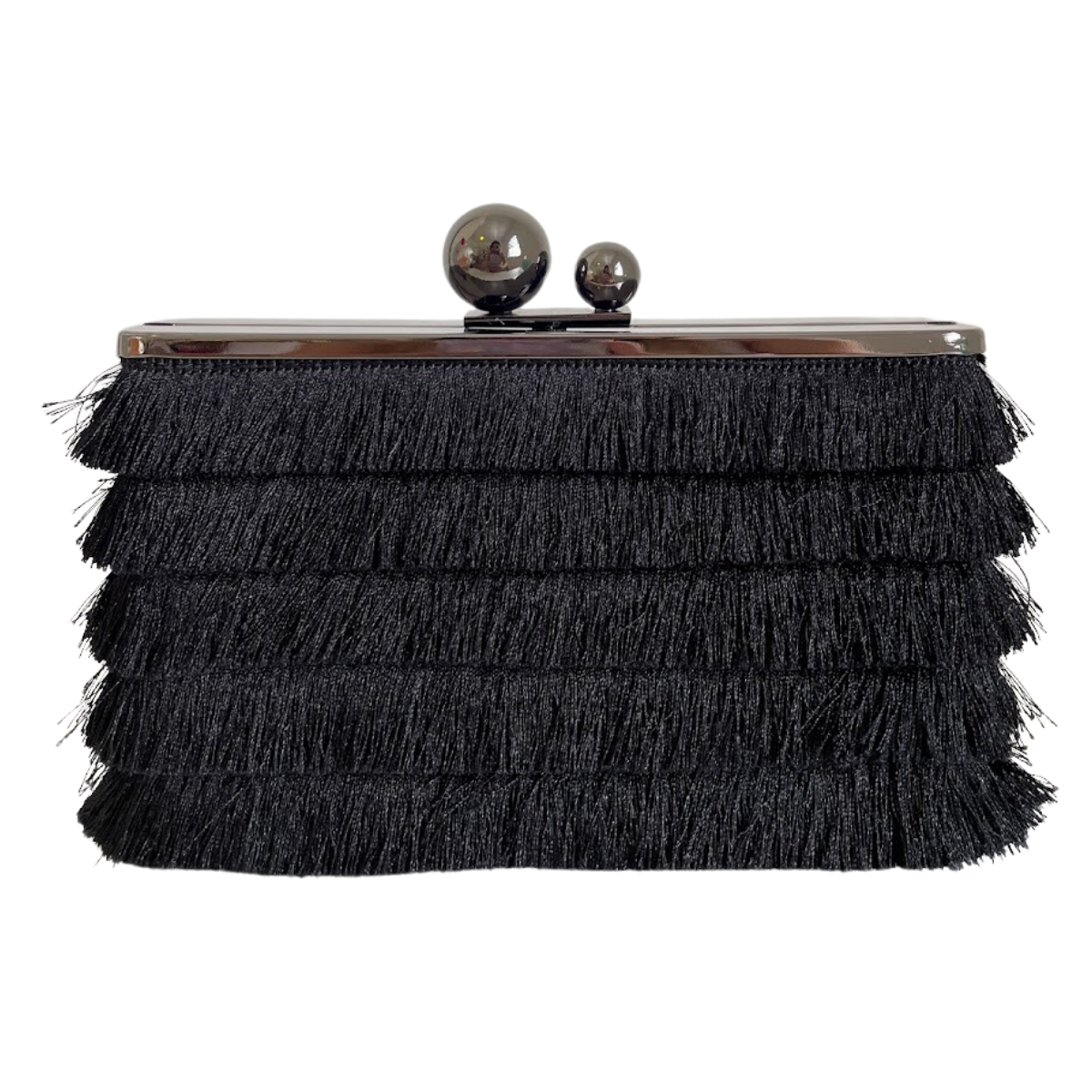 Bolsa Clutch Festa Tassel Franja Preta - ReUse