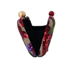 Bolsa Clutch Festa Bordada Flores Vermelha