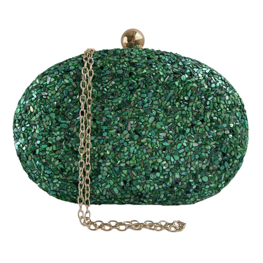 Bolsa Festa Clutch Pedraria Verde Oval