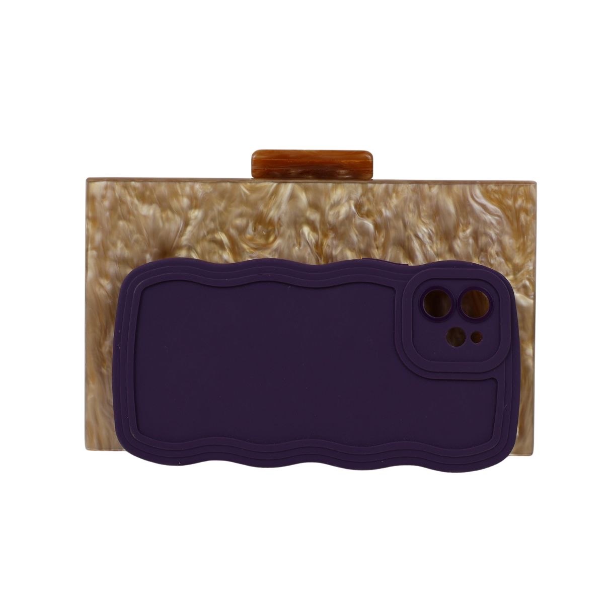 Bolsa de Festa Clutch Acrílico Marrom Caramelo