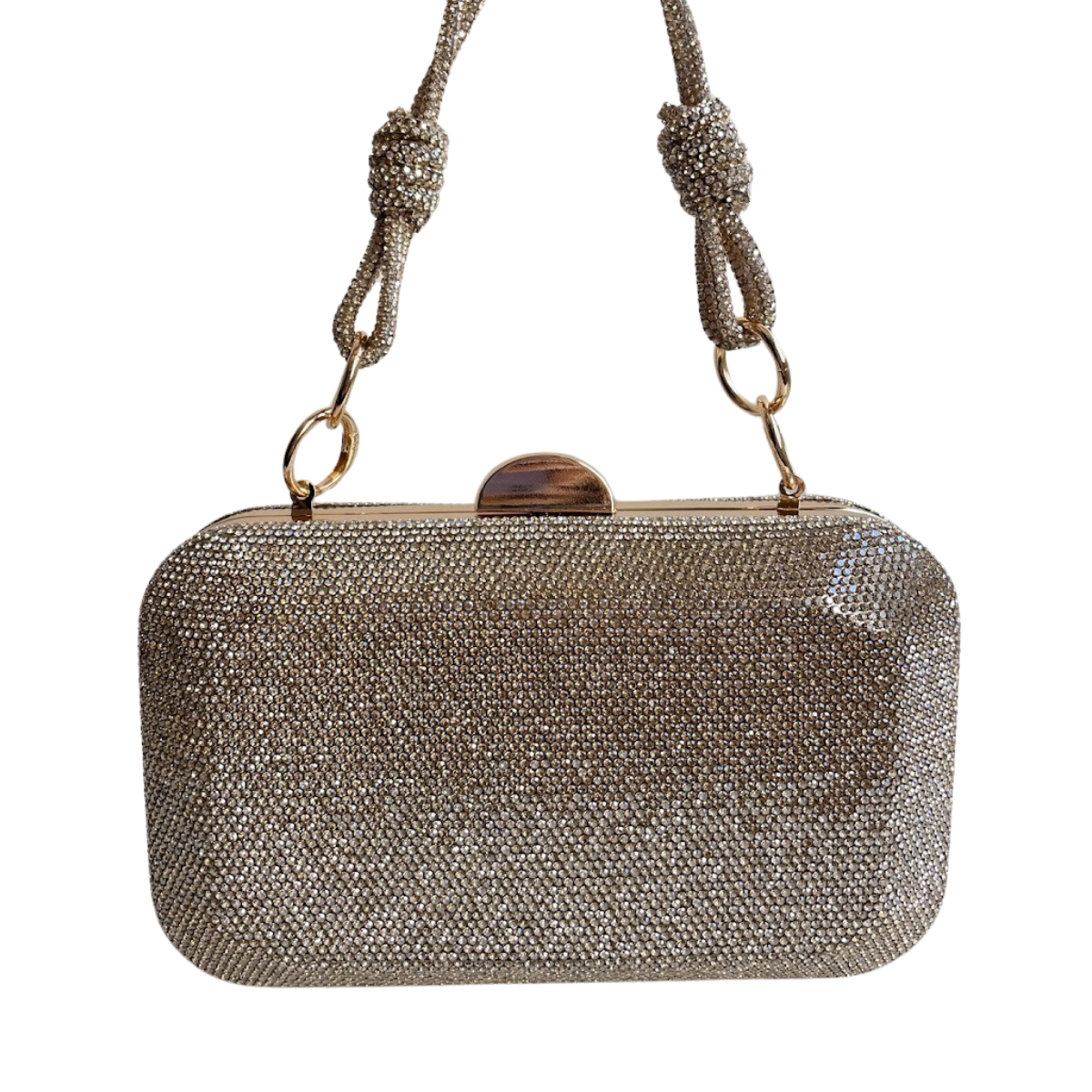 Bolsa Festa Clutch Pedraria Strass Dourada - ReUse